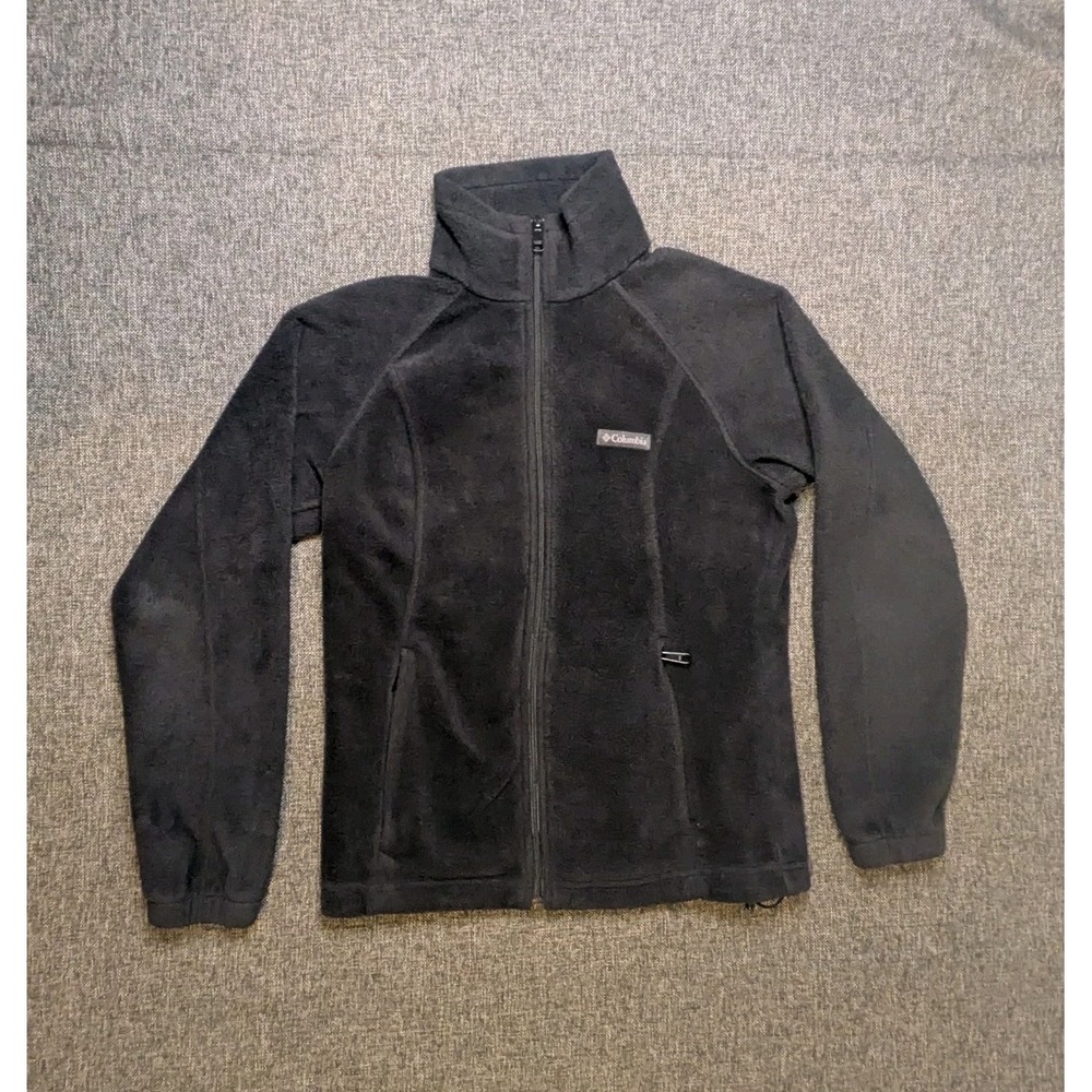 Columbia Women's Fleece Jacket Full Zip Warm Black Sweatshirt Outdoor Small